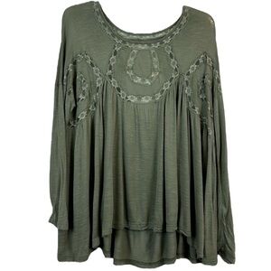 Entro Green Fairy Grunge Long Sleeve Swing Top Size M